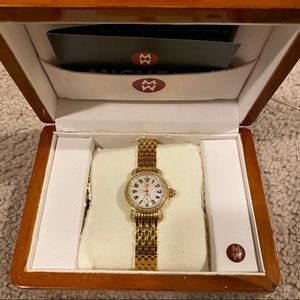 Diamond Encrusted Gold Michele Watch